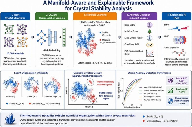 Explainable Latent-Space and Anomaly-Sensitive Learning for Thermodynamic Crystal Stability Prediction